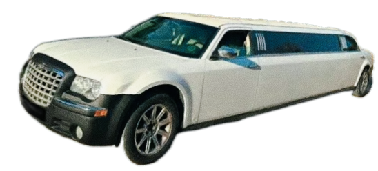 Limusina Chrysler de lujo vista lateral sobre fondo transparente